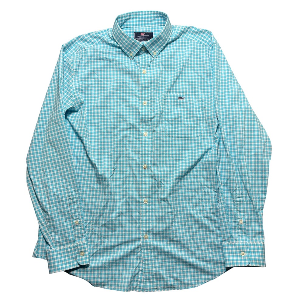 Vineyard Vines Performance Classic Fit Tucker Shirt Mens XL Gingham Blue